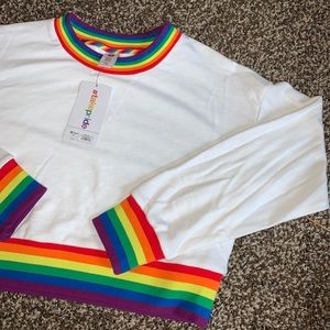 Pride Rainbow Striped Cropped Sweatshirt